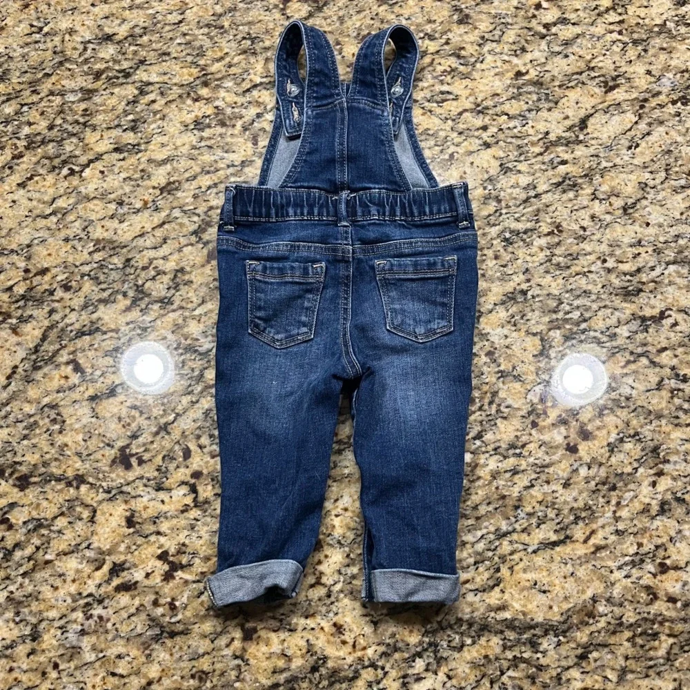 Old Navy Kids Dark Wash Denim Overalls 18-24 Months Snap Leg Adjustable Straps